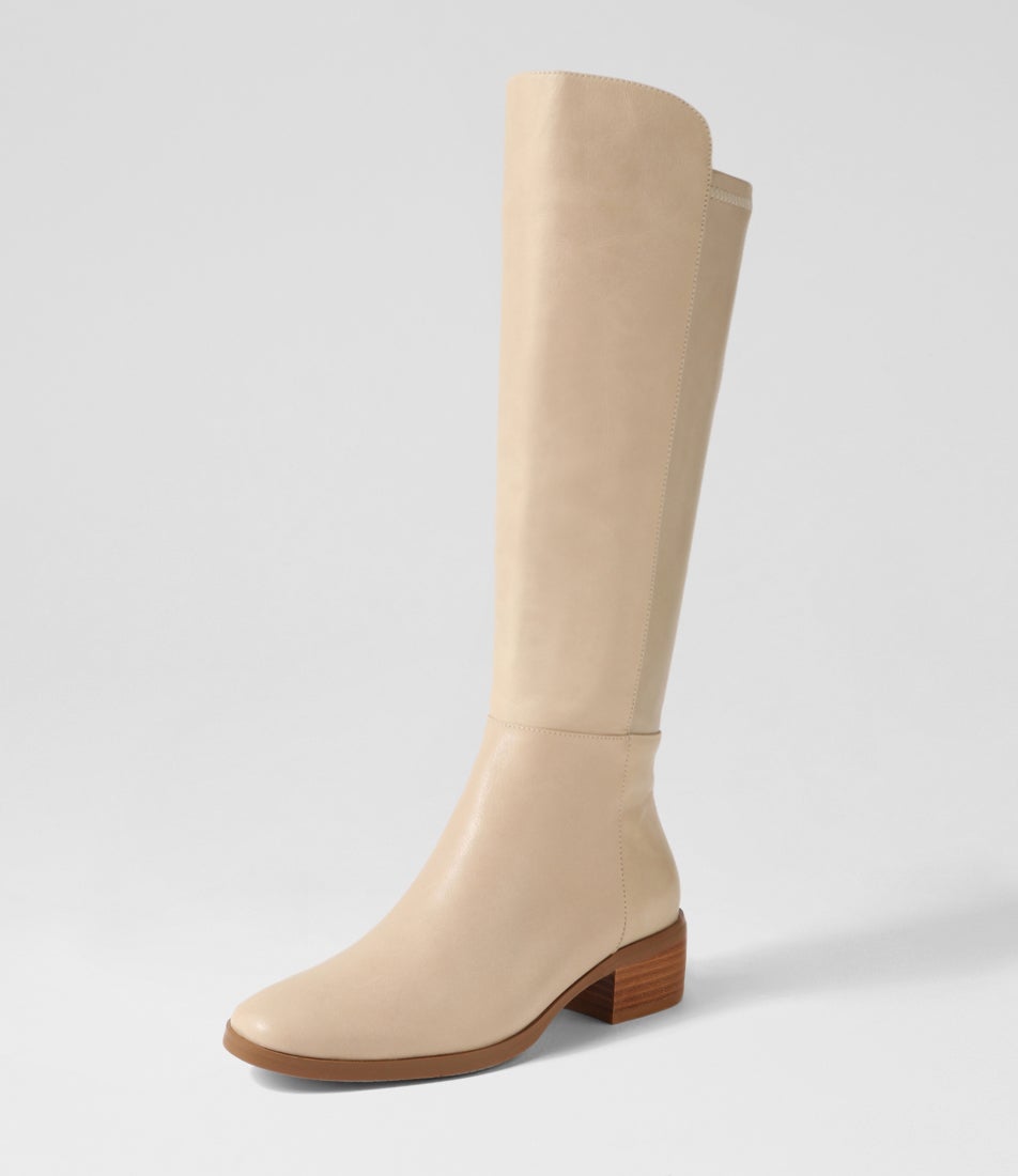 Tetley Almond Leather Stretch Knee High Boots