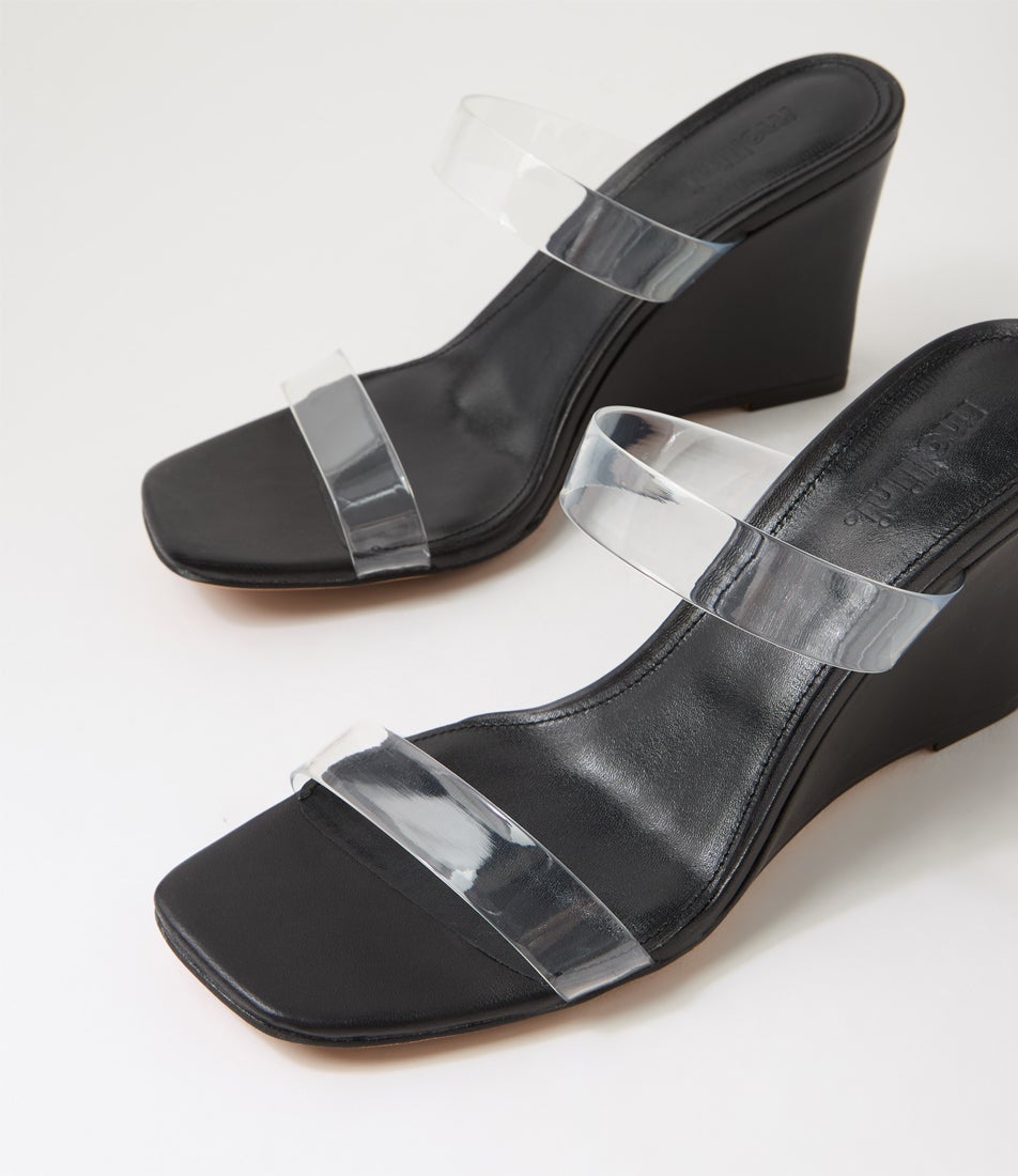 Antoneo Clear Black Vinylite Leather Sandals