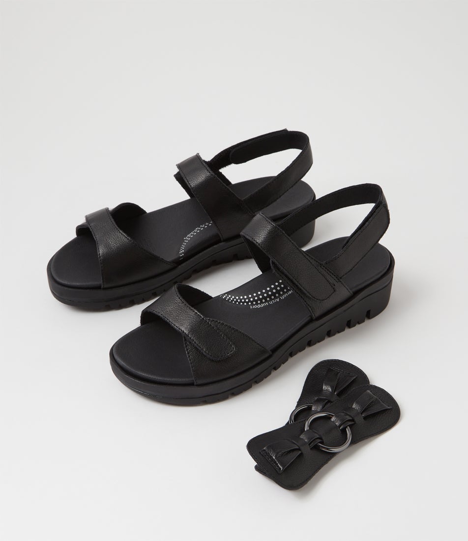 Athleen Black Leather Sandals