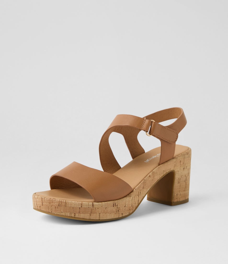 Bollings Dark Tan Cork Leather Sandals