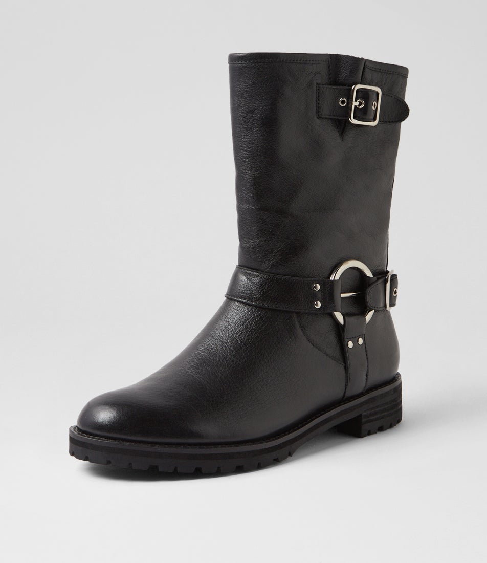 Moby W Black Leather Ankle Boots