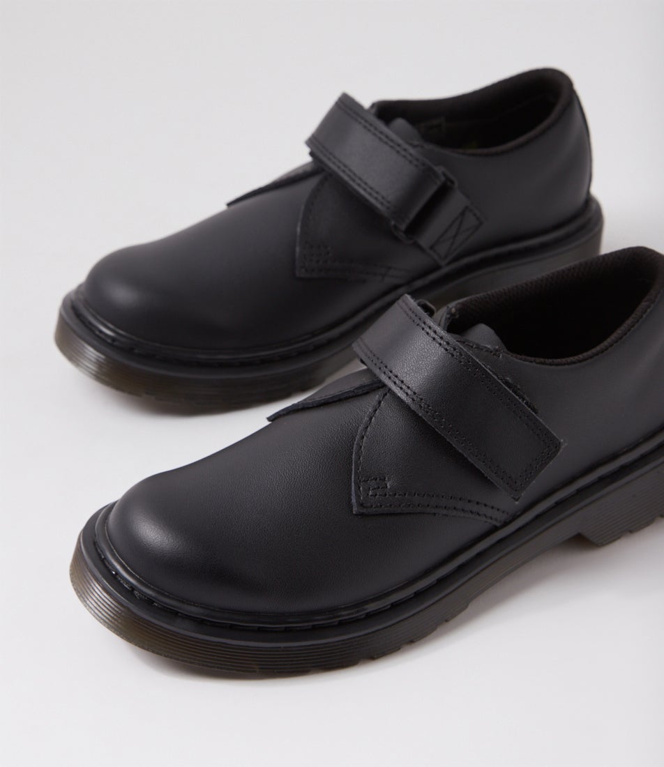 1461 Kamron 2 Junior Mono Black Leather Flat Shoes