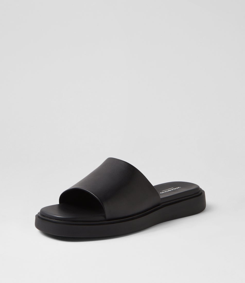 Connie Black Leather Slides