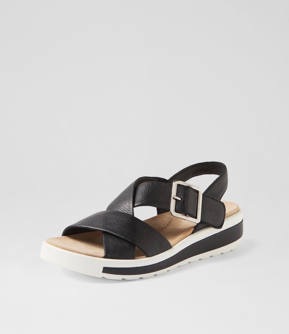 Ghola W Black Leather Sandals