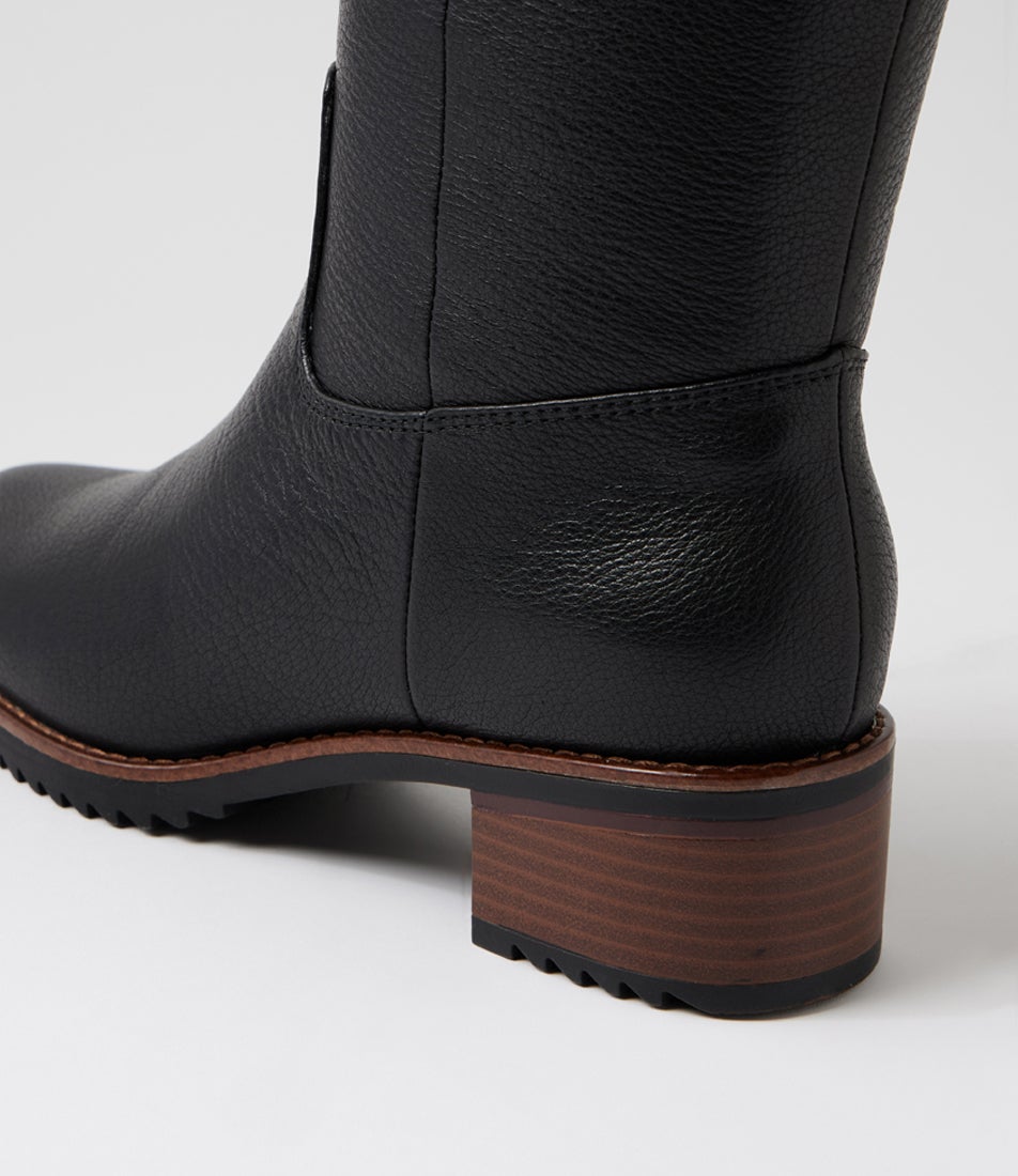 Genson Black Leather Knee High Boots Genson Black Leather Knee High Boots