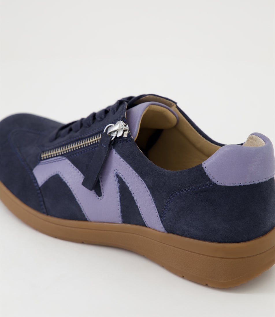 Abigalie D Steel Blue Grey Suede Leather Sneakers