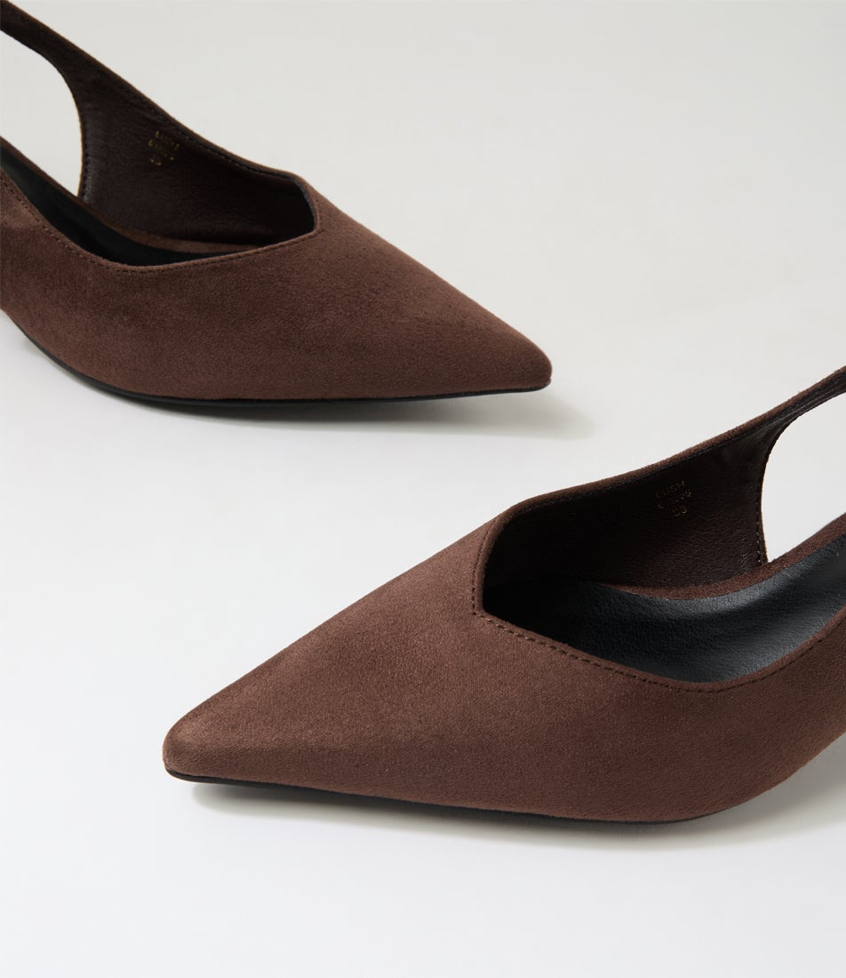 Lush Chocolate Brown Microsuede Heels