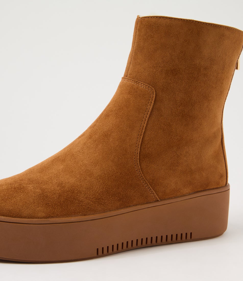Wioni Tan Natural Suede Fur Ankle Boots