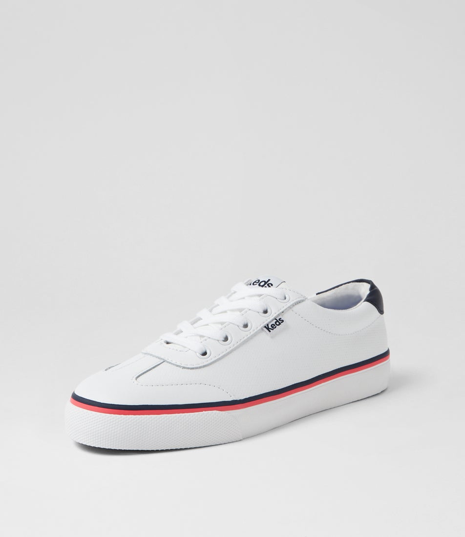 Jump Kick T Toe White Red Navy Leather Sneakers