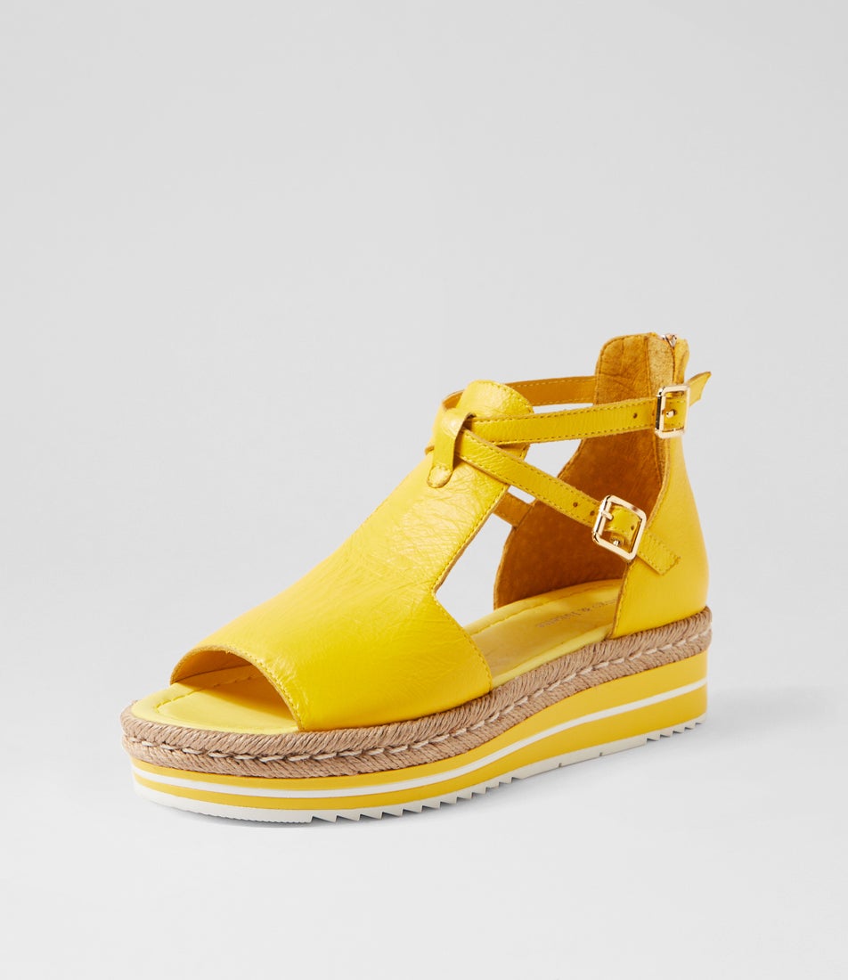 Alexys Bright Yellow Leather Sandals