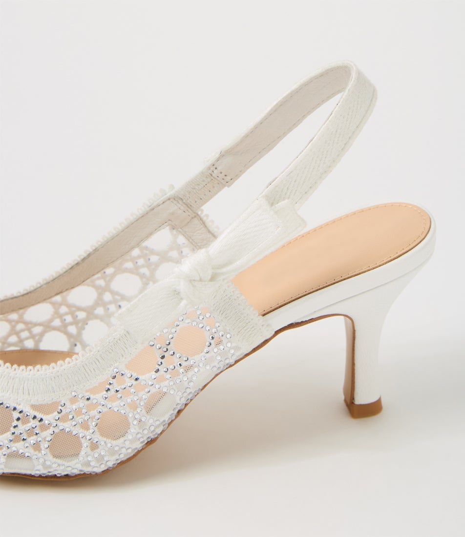 Triesse White Fabric Heels