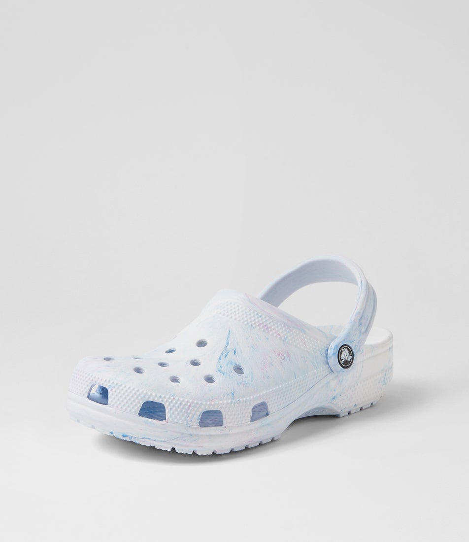 Watercolour Marbled Clog W Blue Multi Croslite Sandals