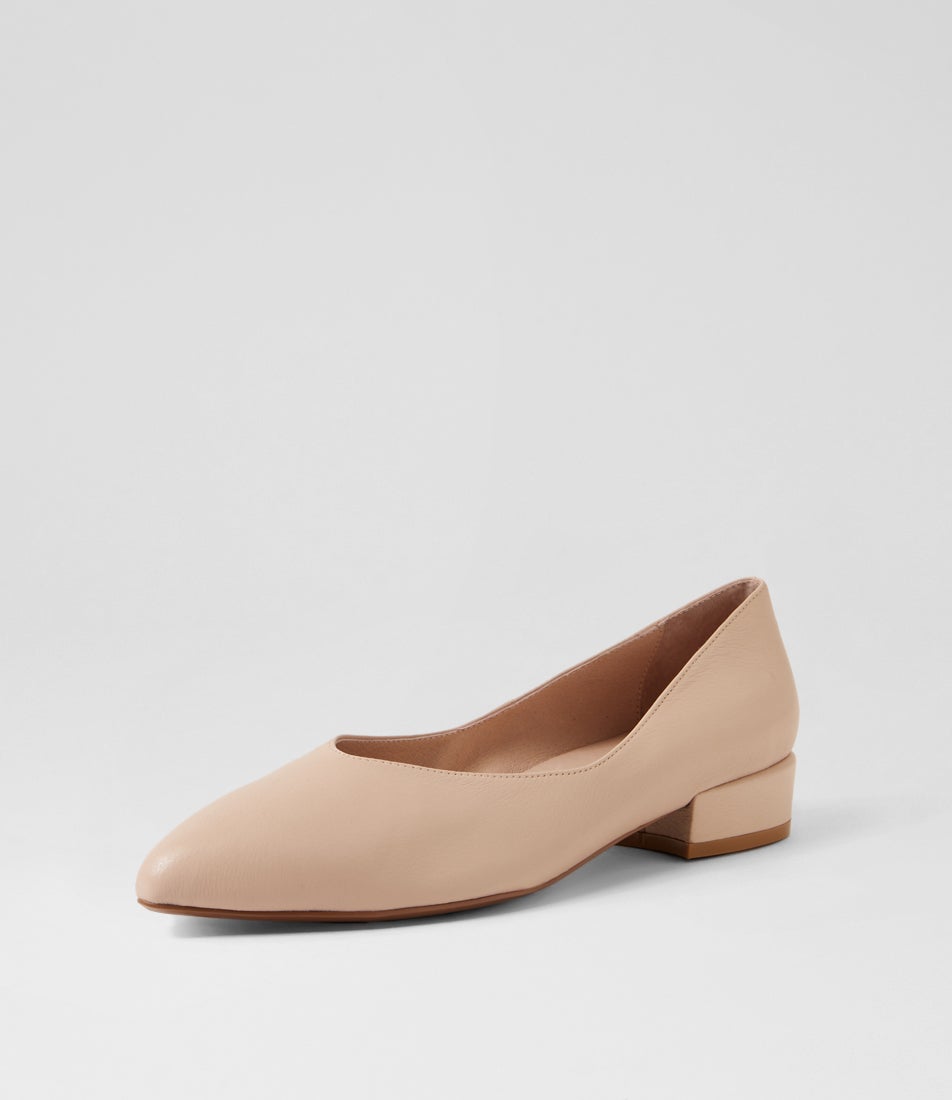 Eneska Nude Leather Flat Shoes