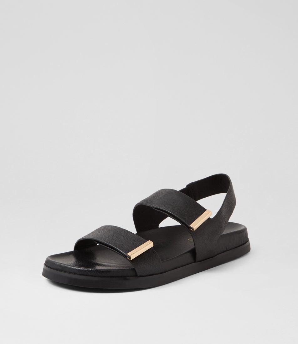 Ruskit Black Leather Sandals