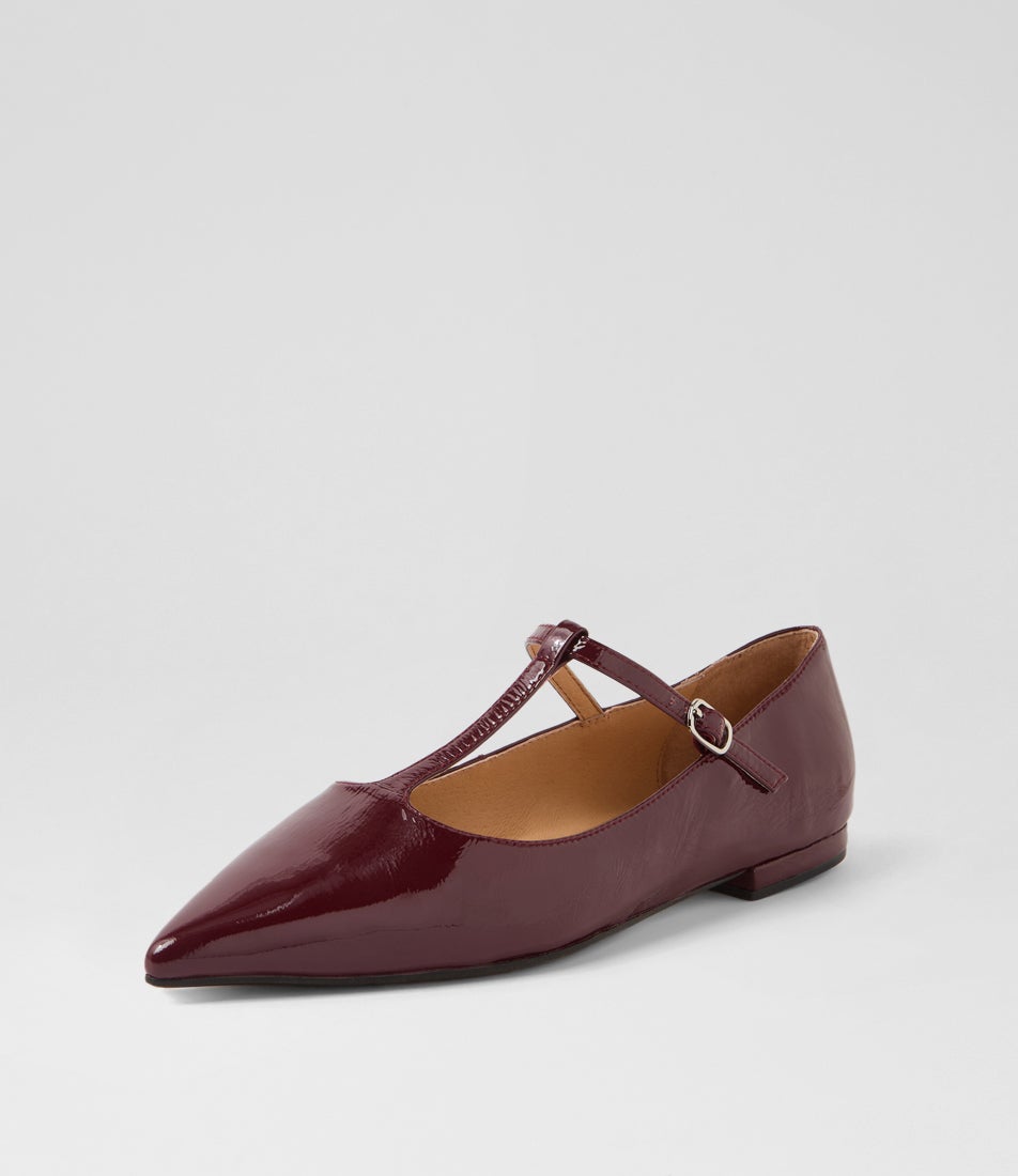 Aprils Bordeaux Patent Leather Flat Shoes