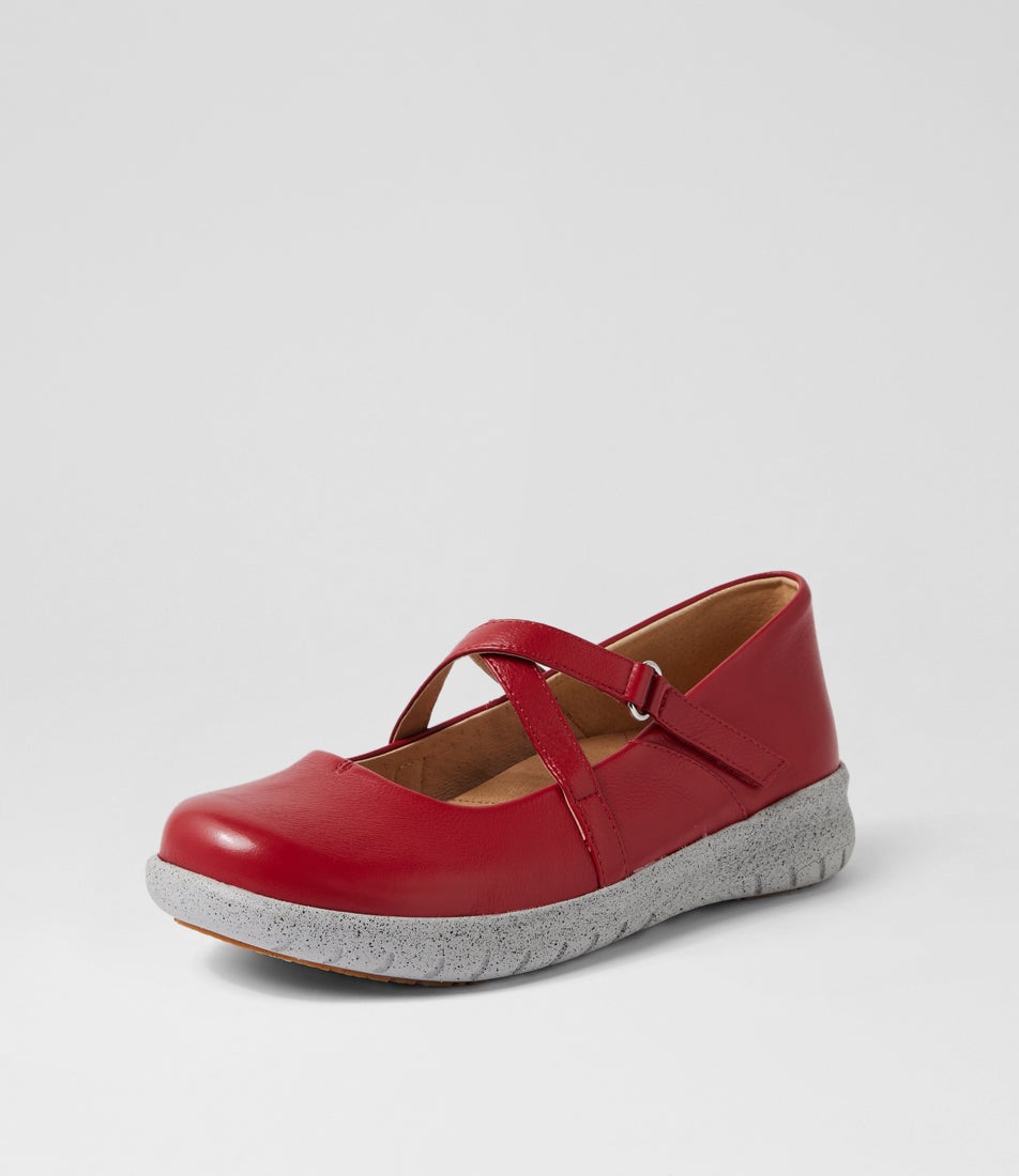 Soffees Xf Dark Red Leather Flat Shoes