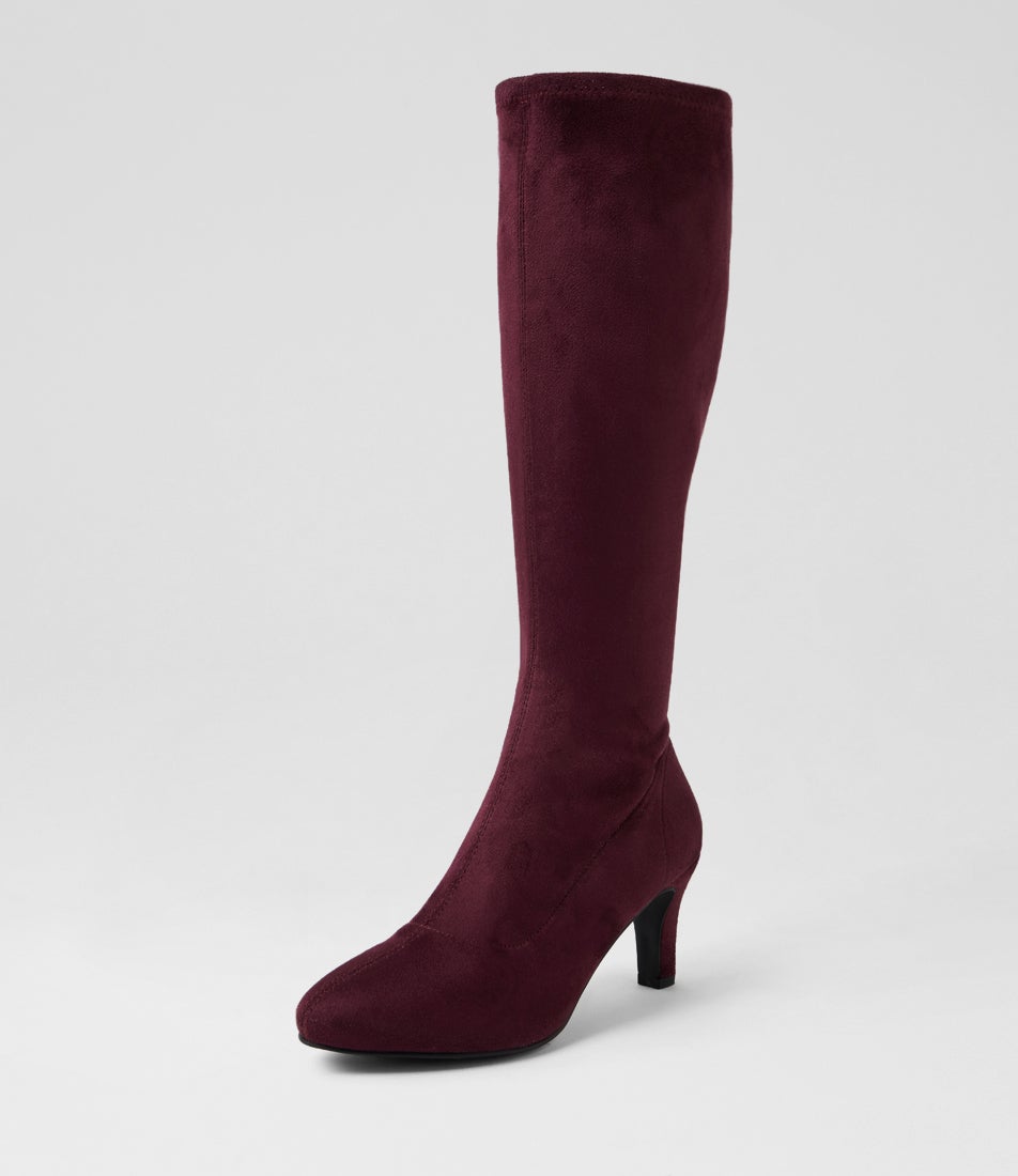 Islene W Wine Stretch Microsuede Knee High Boots