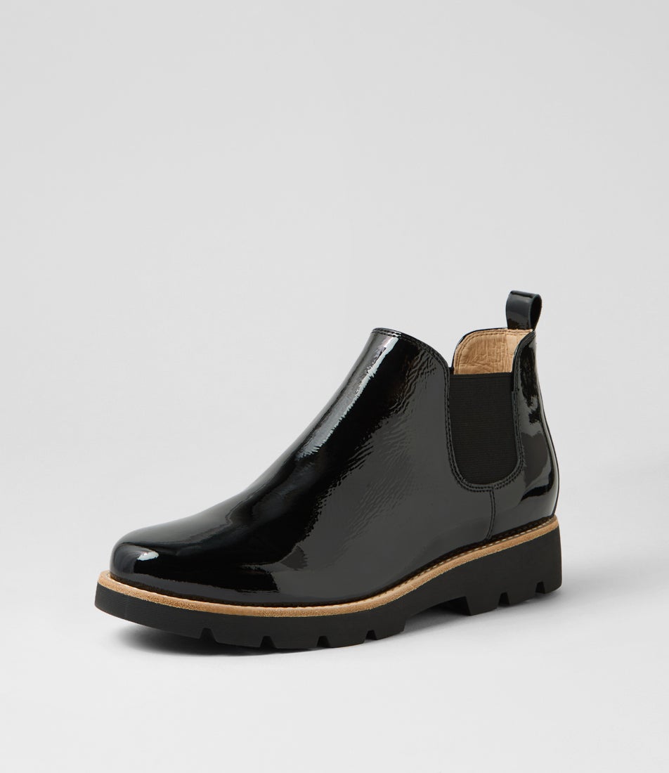 Draria Black Patent Leather Chelsea Boots