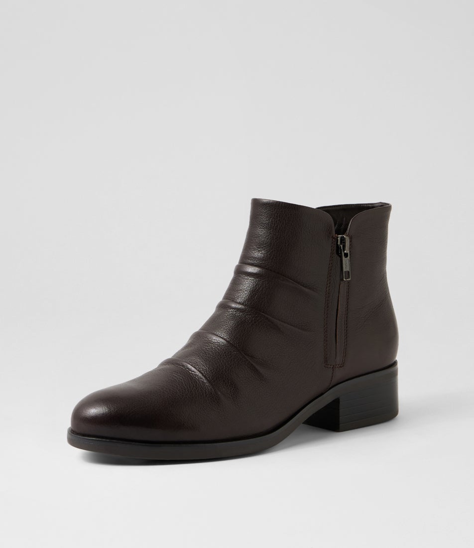 Elish Dark Brown Leather Ankle Boots