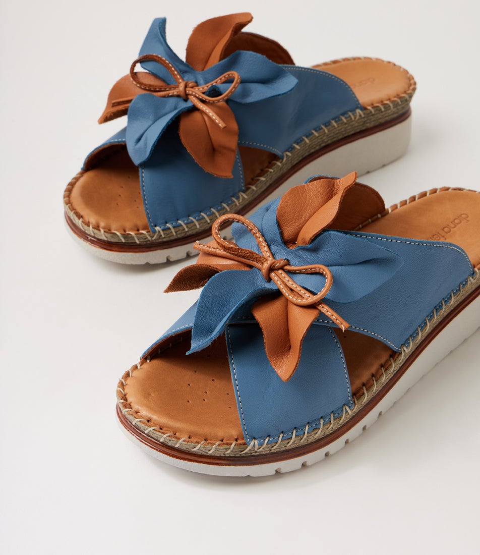 Intreege Denim Tan Leather Sandals