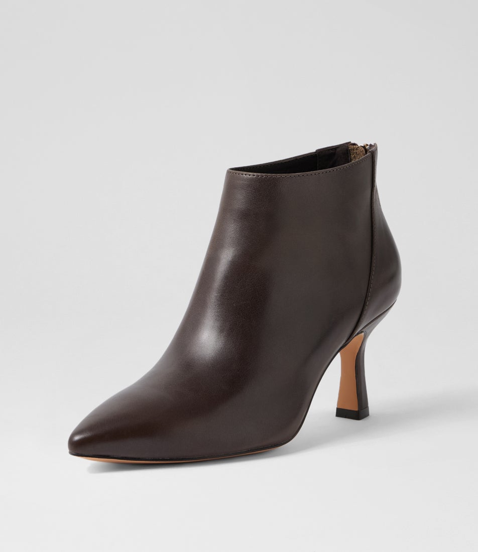 Loral Choc Leather Ankle Boots