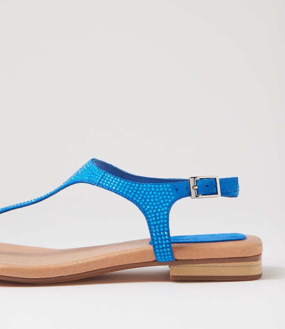 Paos Blue Suede Sandals