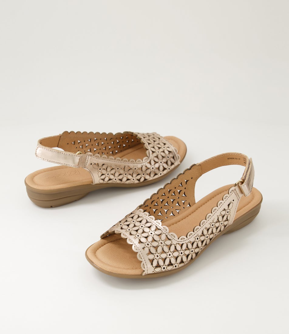 Benisie Rose Gold Gum Leather Sandals