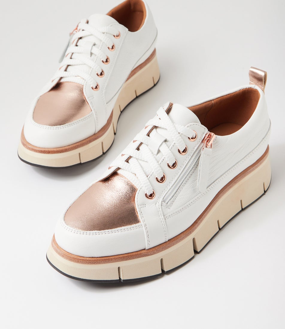 Bindi White Rose Gold Leather Sneakers