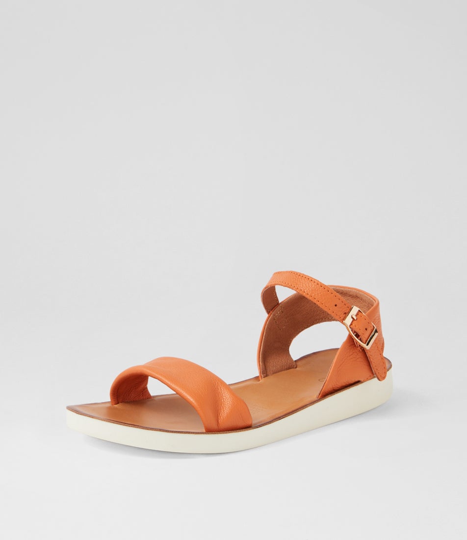 Nurish Orange White Leather Sandals