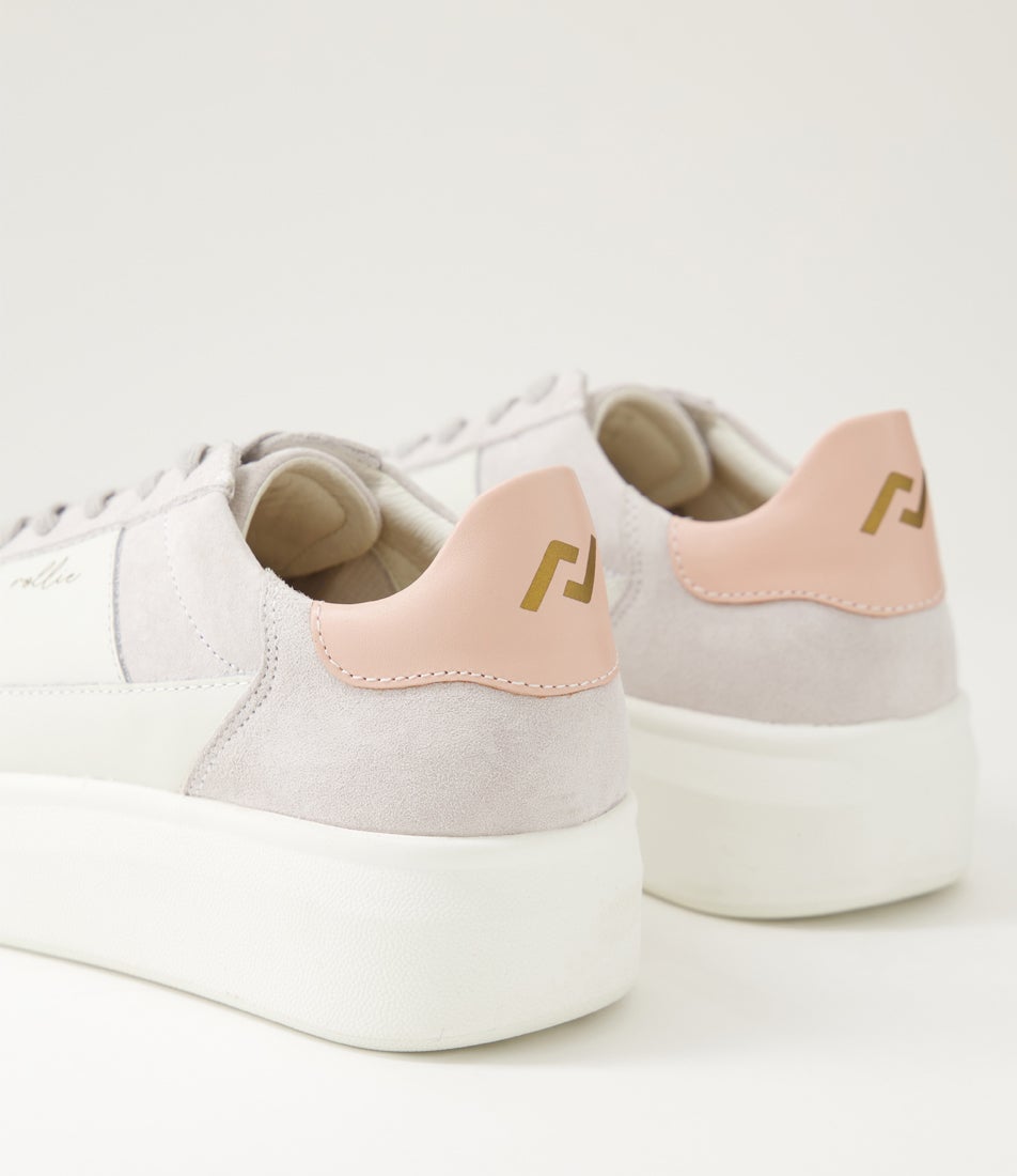 Sol City Grey Pink Leather Sneakers