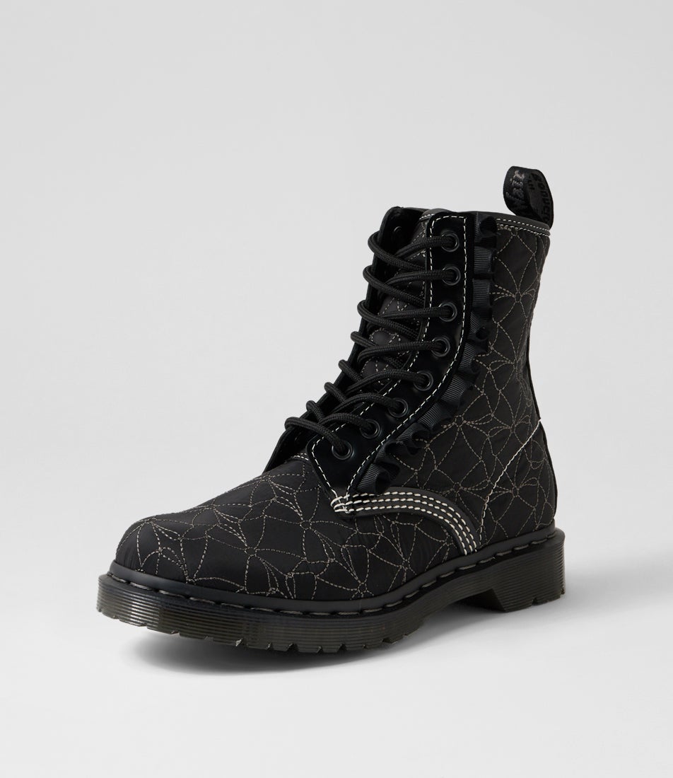 1460 Frill Black Buttero Bow Fabric Lace Up Boots