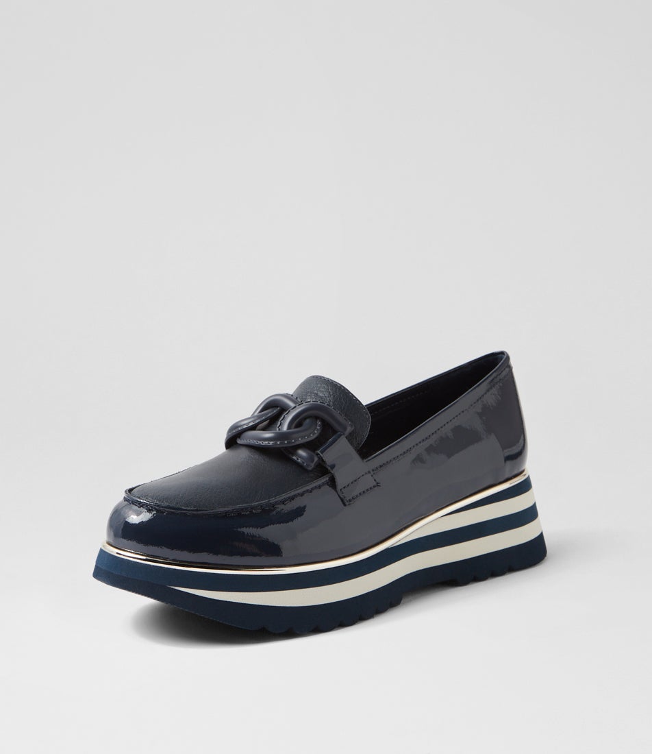 Eaila Navy Patent Leather Loafers