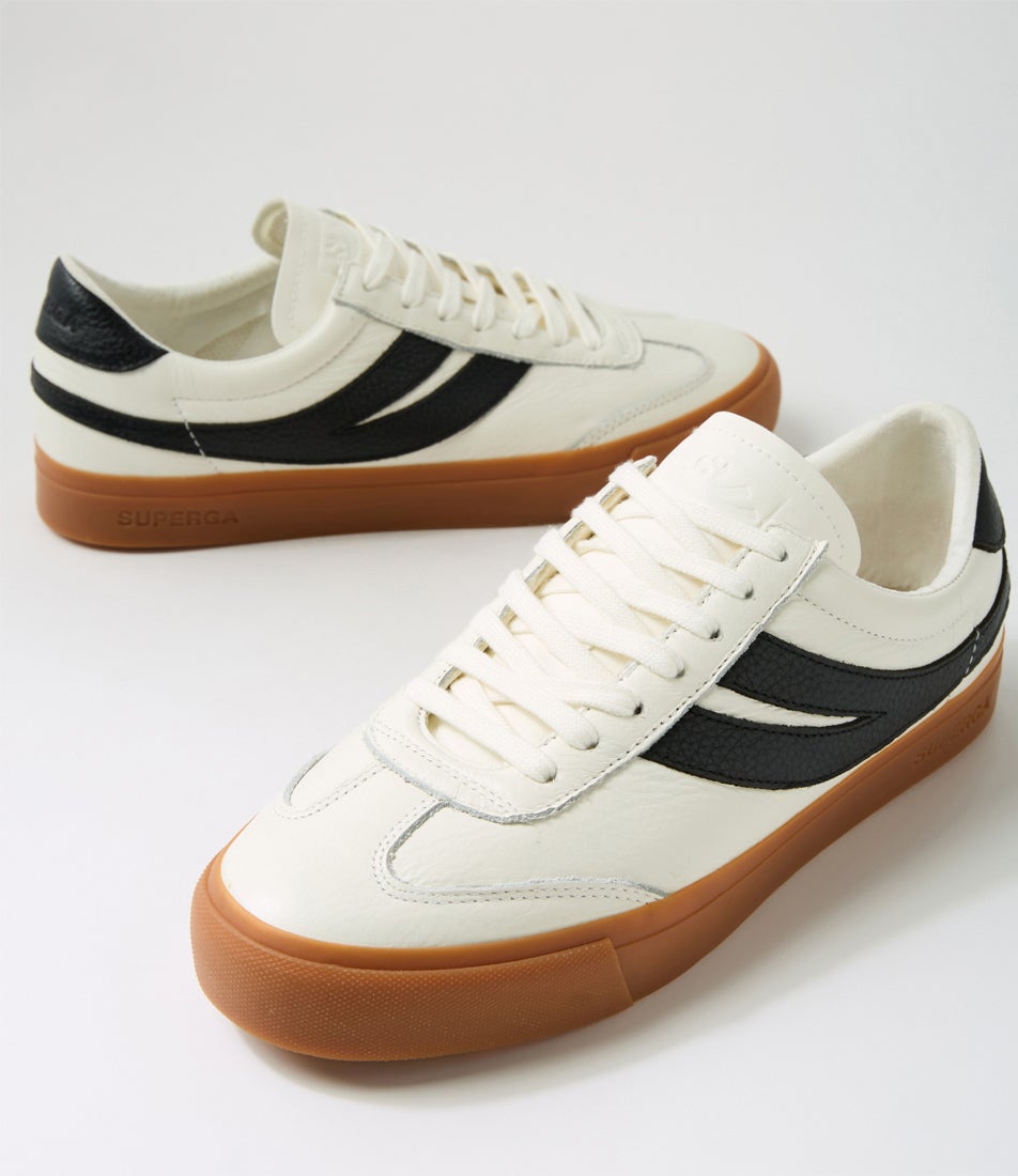 4834 Club S Swallow White Black Gum Leather Sneakers