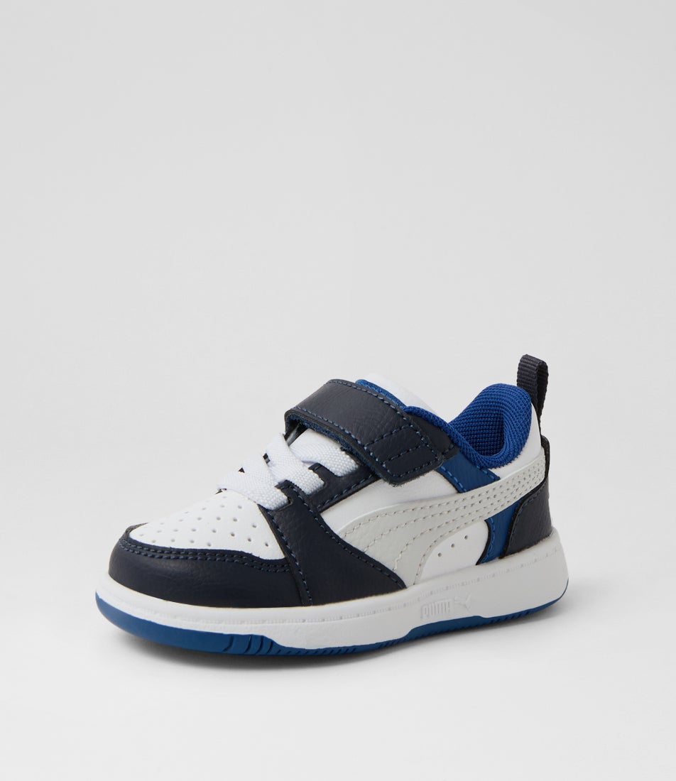 Rebound V6 Lo Toddler White Feathered Grey Black Sneakers