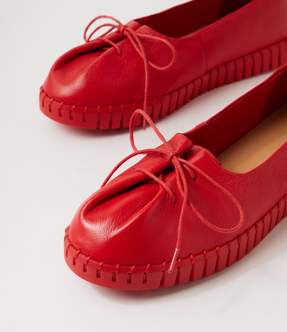 Hemel Red Leather Ballet Flats