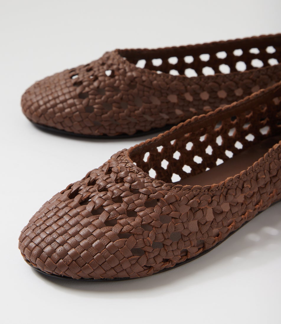 Greene Ballet Cocoa Weave Leather Ballet Flats