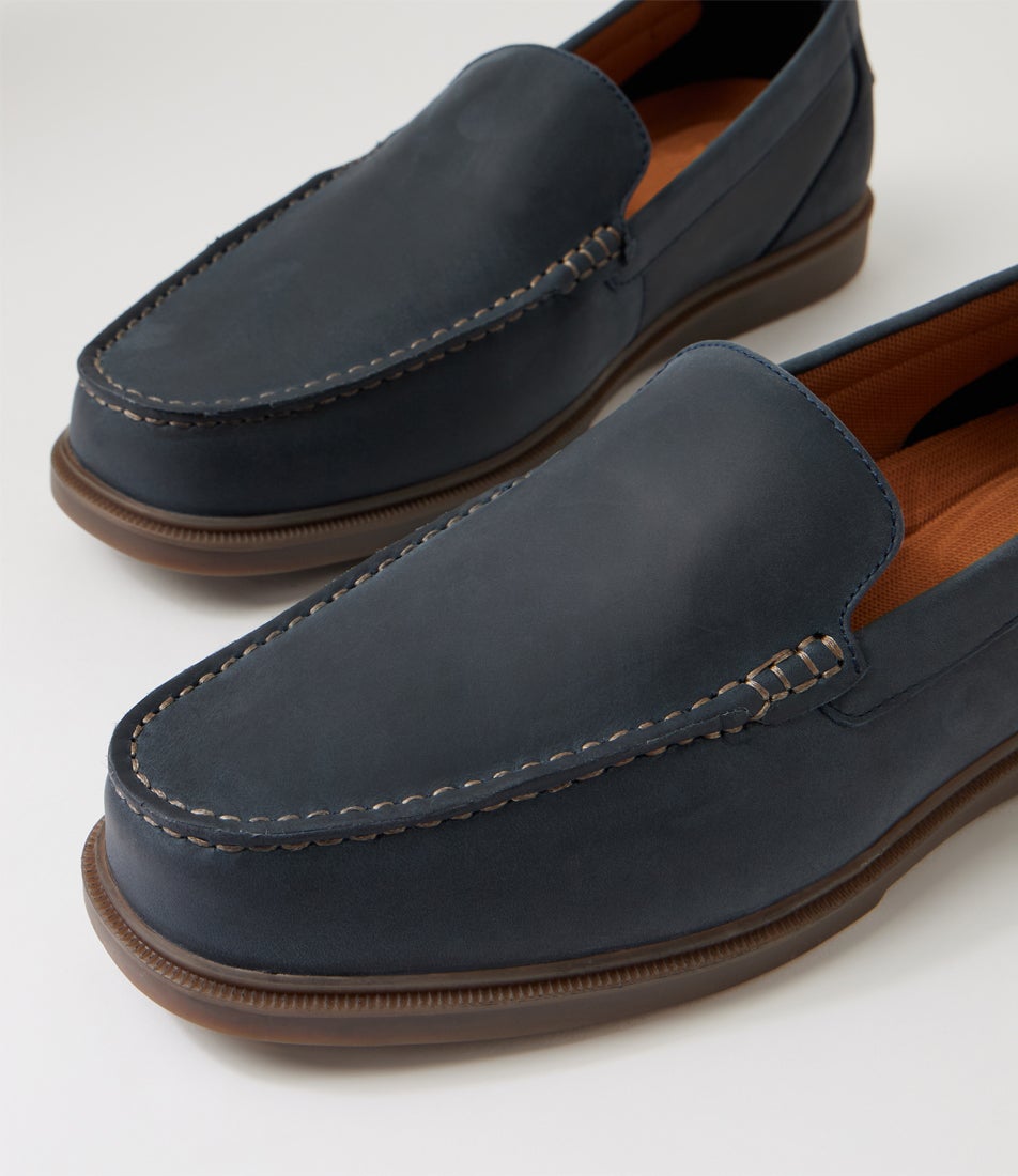 Piccolo Navy Leather Loafers