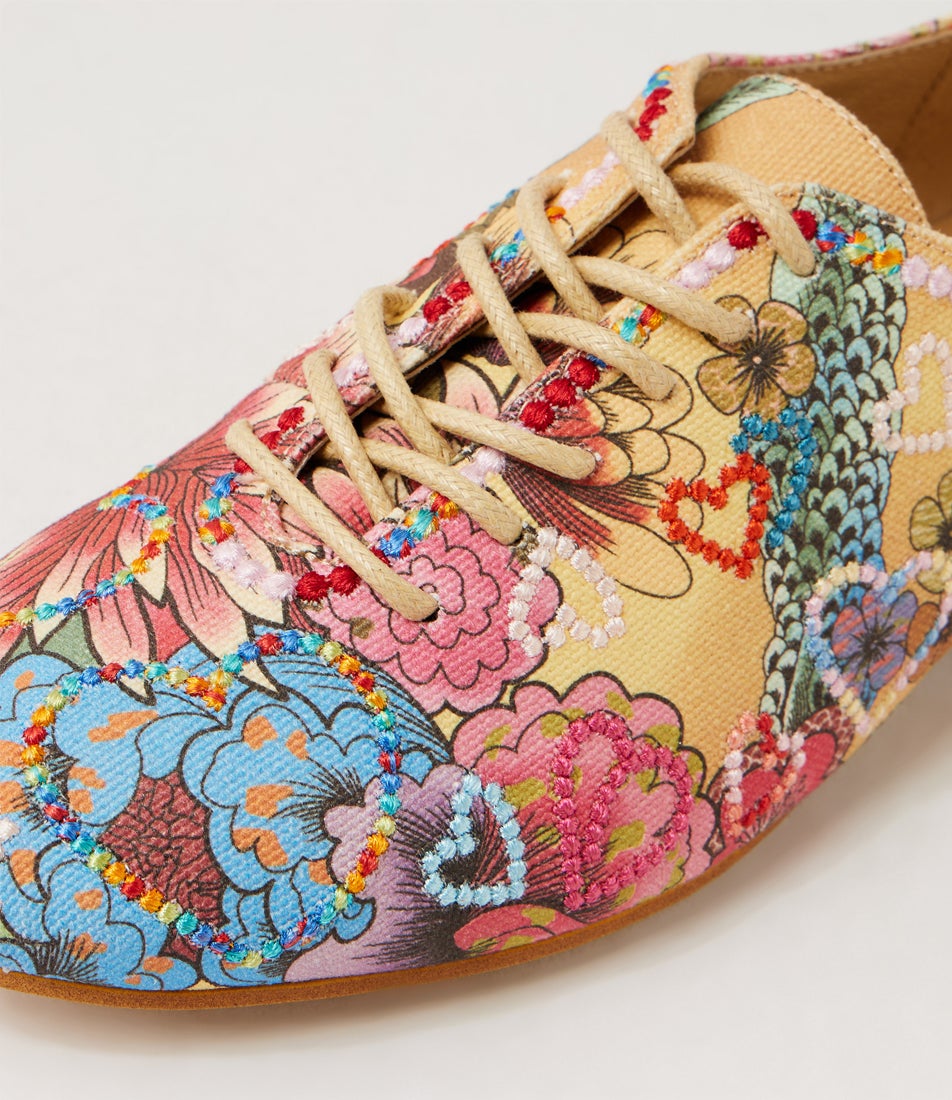 Gippsland Camel Multi Lace Up Flats