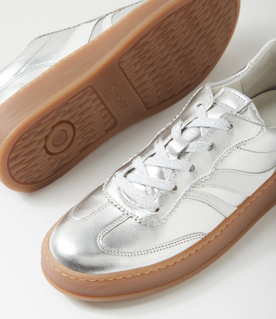 Solara Silber Weiss Leather Sneakers