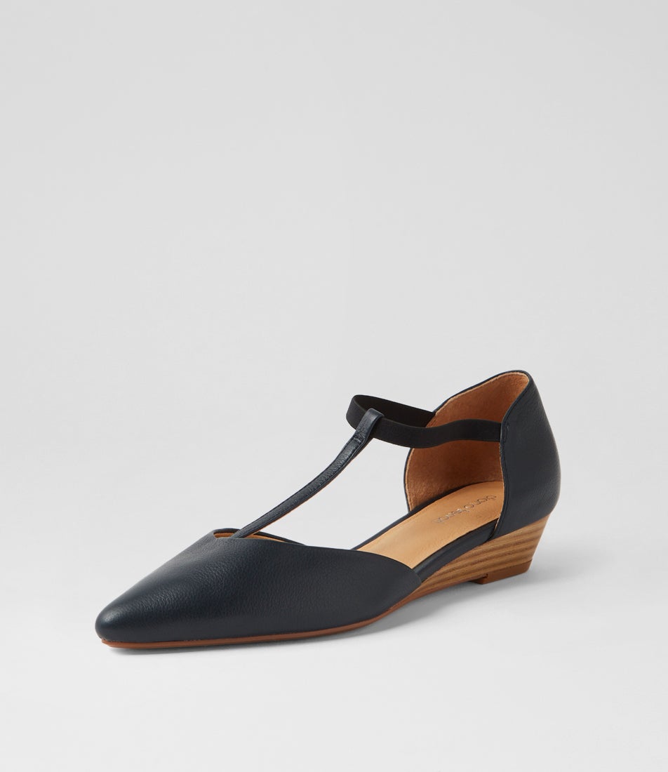Pepps Navy Natural Heel Leather Heels Pepps Navy Natural Heel Leather Heels