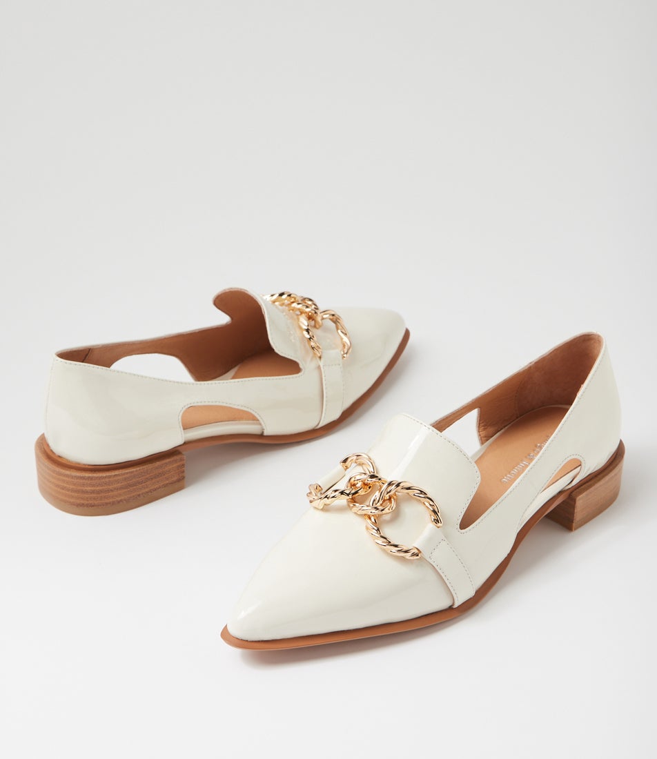 Eitan Ivory Patent Leather Flat Shoes