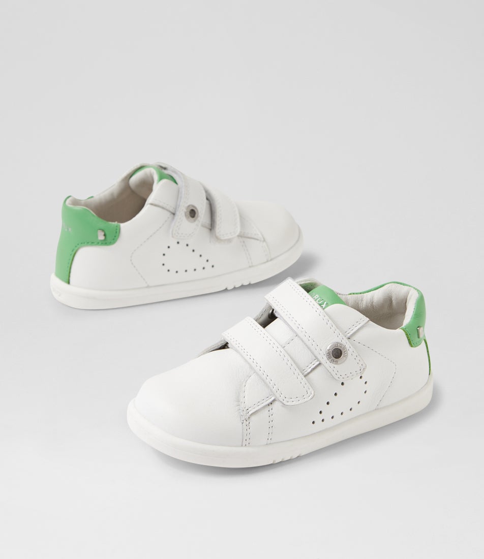 Iw Maverick Toddler White Retro Green Leather Flat Shoes