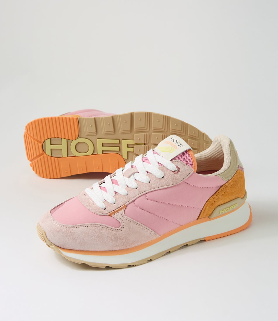 Track And Field Thurii Pink Multi Fabric Leather Sneakers