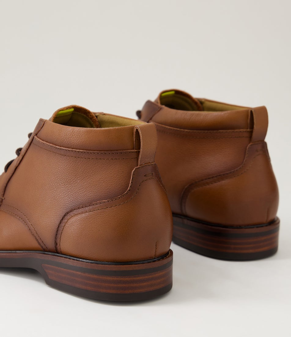 Traveller Chuka Cognac Leather Lace Up Boots
