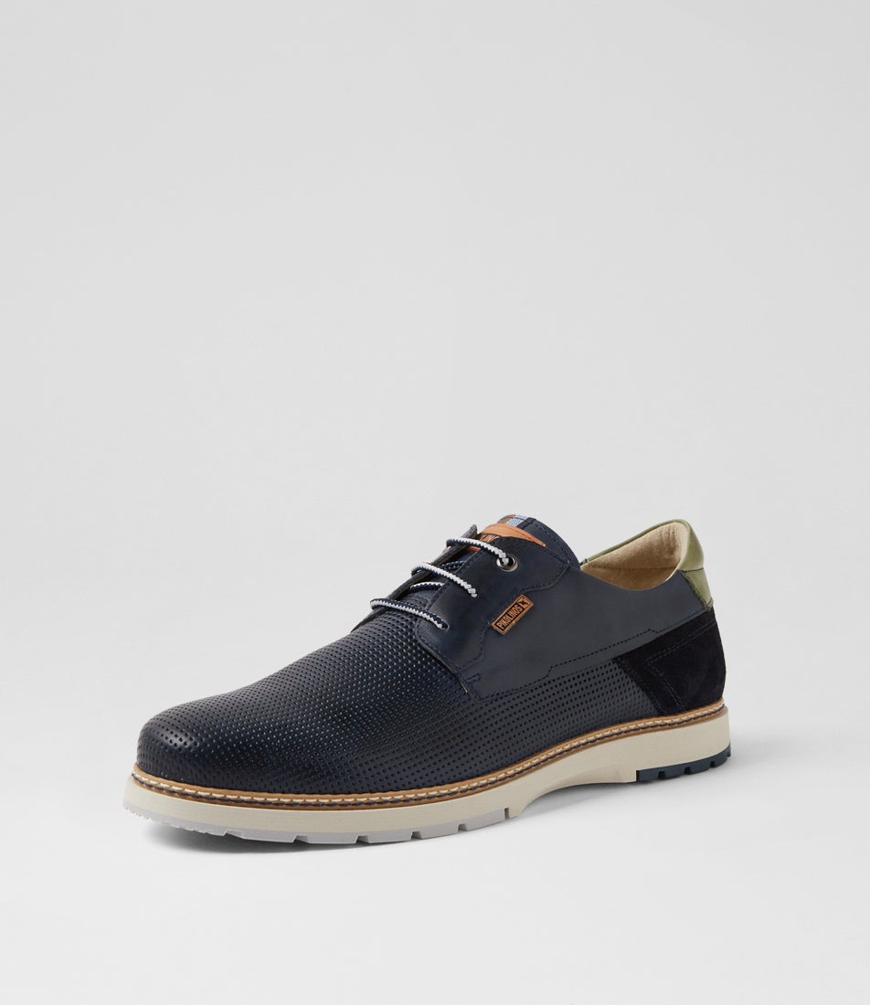 Olvera 22 Blue Leather Lace Up Flats