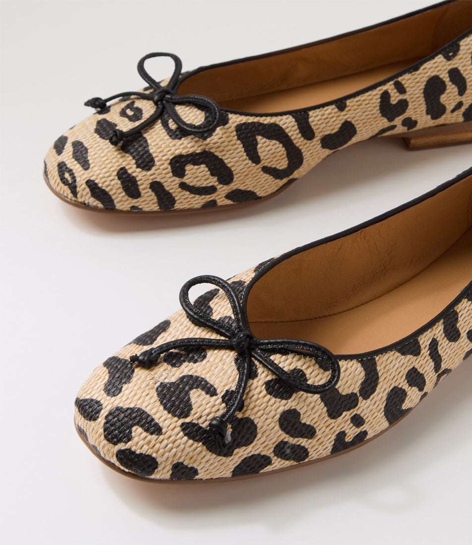 Micnic Light Leopard Fabric Ballet Flats Micnic Light Leopard Fabric Ballet Flats