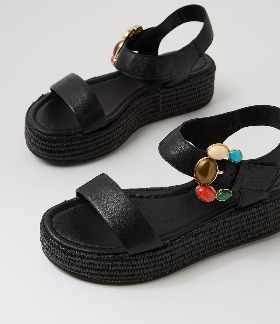 Zookies Black Multi Leather Sandals