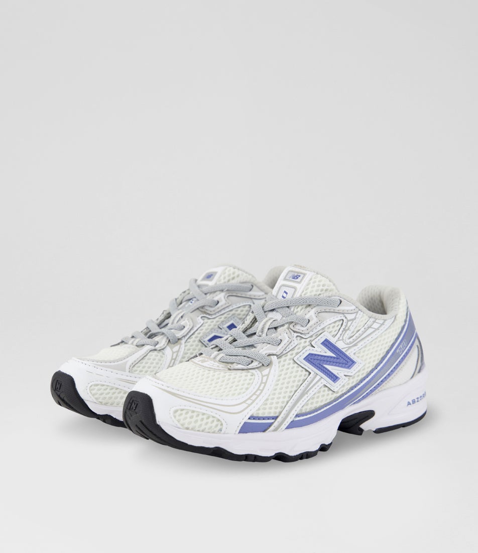 740 Junior White Fairweather Blue Fabric Sneakers