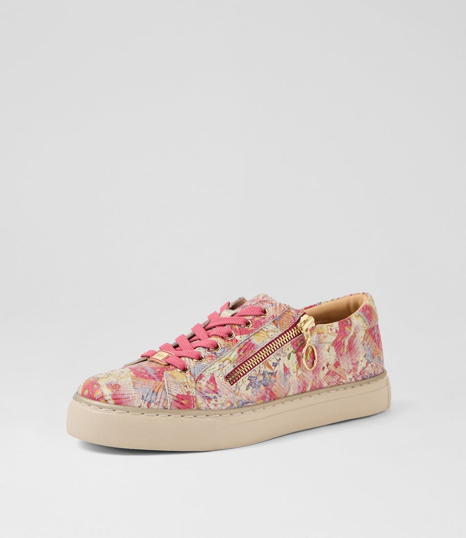Pamela Xf Peony Woven Leather Sneakers