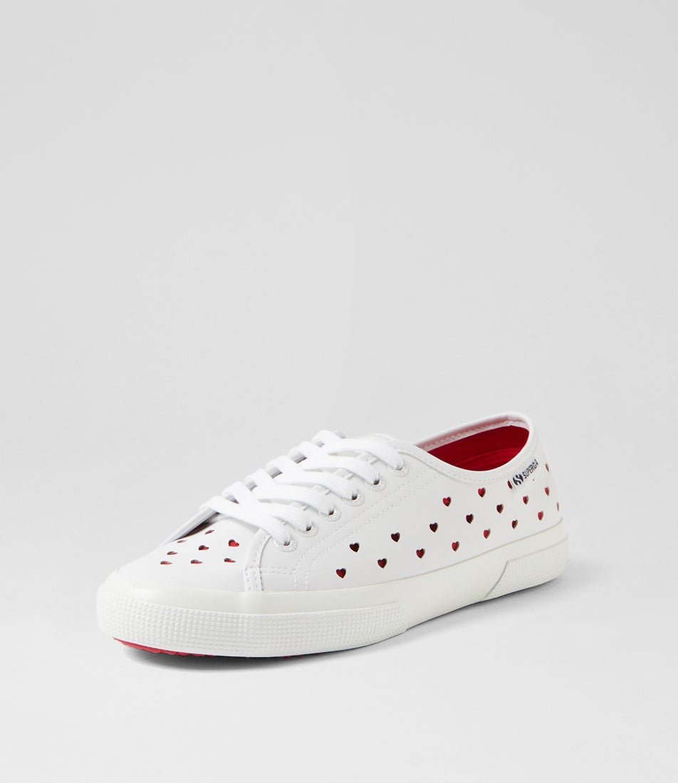 3750 Heart Leggera White Red Vegan Leather Sneakers